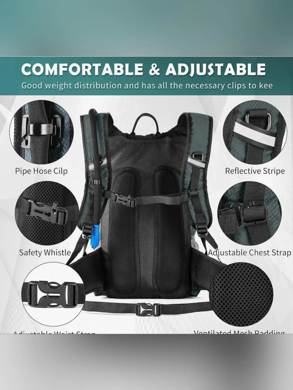 RUPUMPACK Hydration Backpack 2L Insulated Water Bladder Men Women Kids EUC
